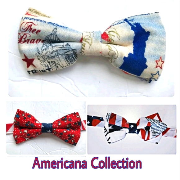 Lot of 3 Handmade Americana Bow ties. Patriot Style! Weddings, Events, Holidays! - Picture 1 of 4